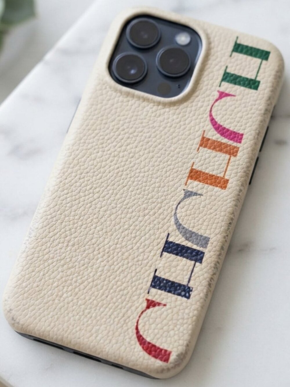 Authentic Carolina Herrera Leather iPhone 15 Pro Max Case - Multi CH Logo